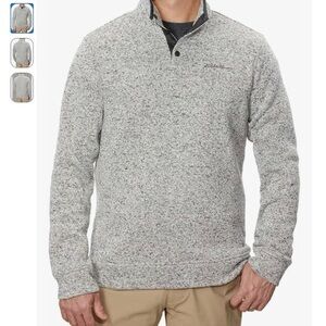 Eddie Bauer Gray Radiator Fleece 1/4 Snap Pullover L Heavyweight